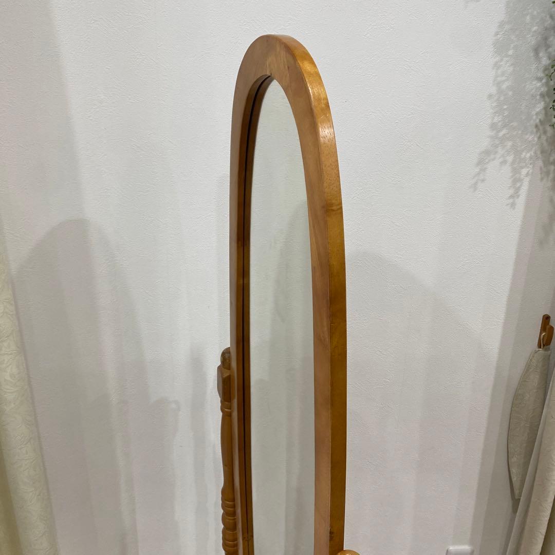 アンティーク オーバル型 木製全身鏡 スタンドミラー 脚付き 大型鏡 ビンテージ