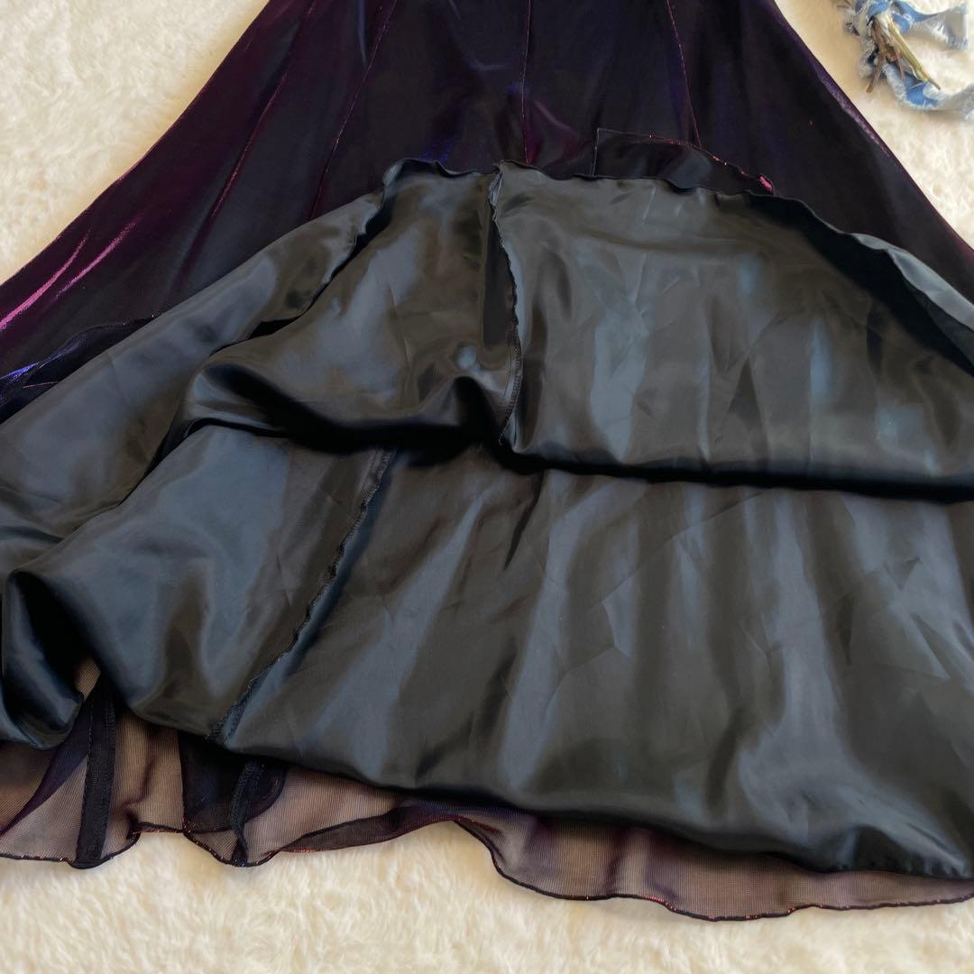 社交ダンス セットアップ L 日本製 黒 赤 紫 光沢 ステージ衣装 レッスン