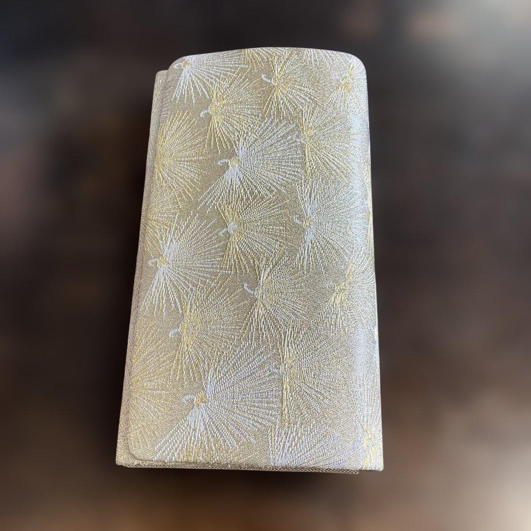 超美品　和装用ハンドバッグ・草履セット　ゴールド　豪華鶴柄　　一回使用