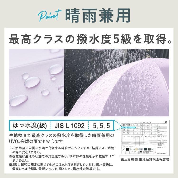 wpc UVO 5段折りたたみ日傘 ～ 切り継ぎ オフ×ブルーグレー