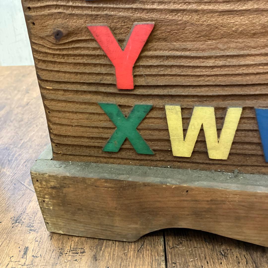 ビンテージ レトロ 古木 アルファベット 木馬 おもちゃ箱 収納ボックス 古道具