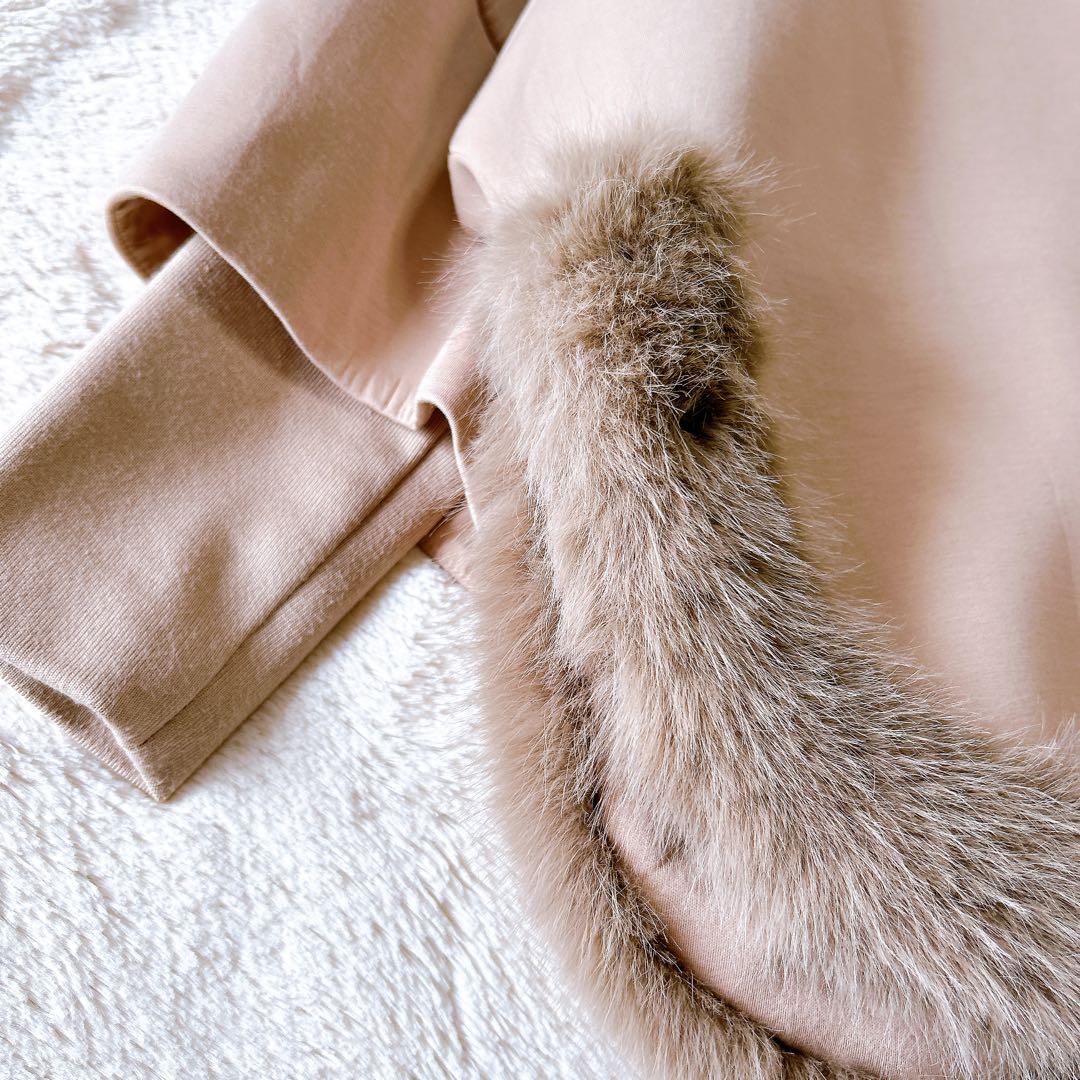 BEATRICE 裾ファー ショートコート アウター ファーポンチョ ゆったりM