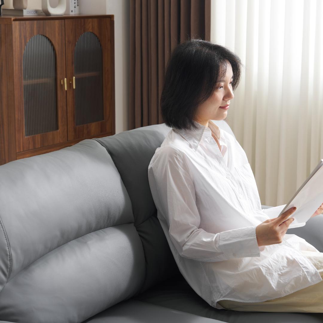 ソファ 2人掛け 幅155cm ハイバック PU 応接室 北欧 GRAY