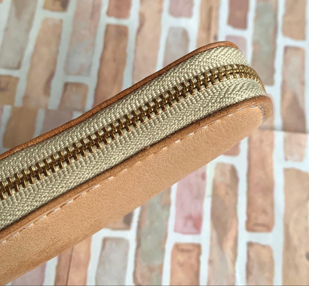 本革 姫路レザー 2本挿しラウンドファスナーペンケース スリム 手縫い 訳あり品