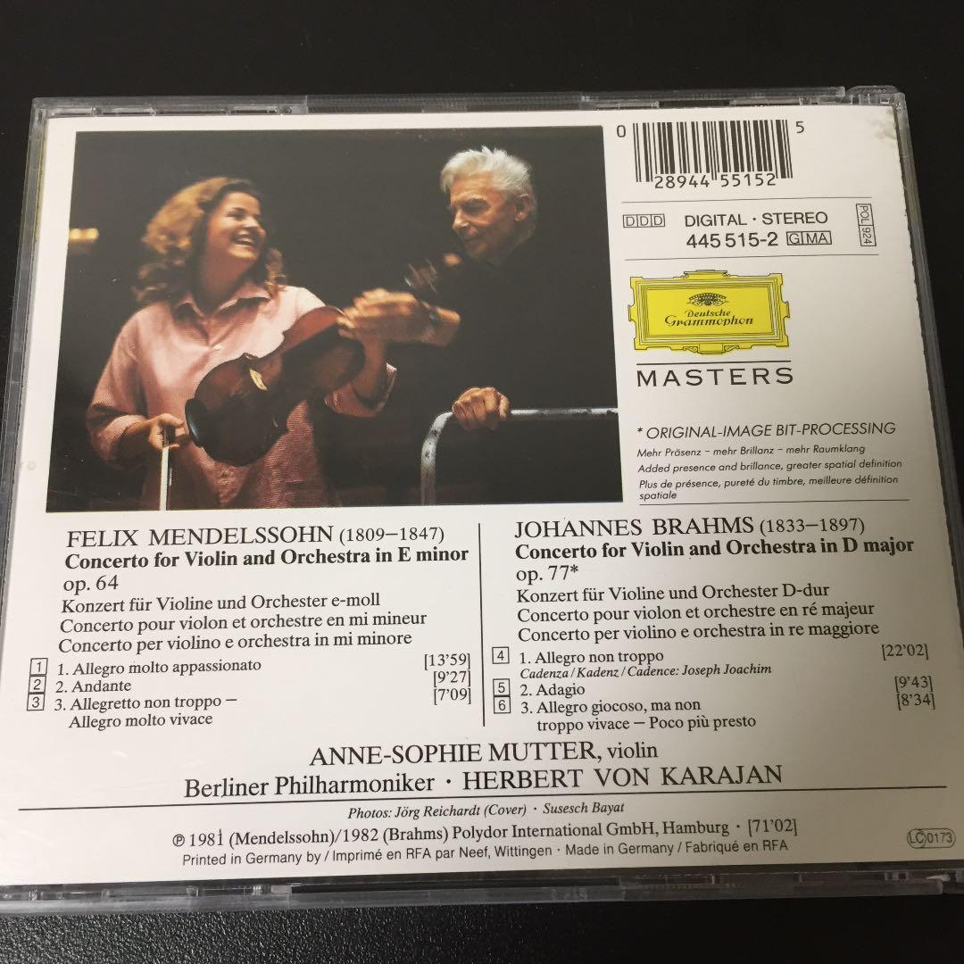 【売約済】ムター&カラヤン／メンデルスゾーン＆ブラームス:ヴァイオリン協奏曲