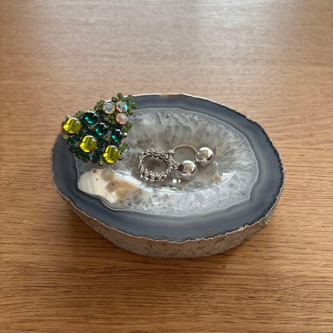 アゲートスライス ブルーグレー　メノウ　瑪瑙　小物入れ　アクセサリー入れ