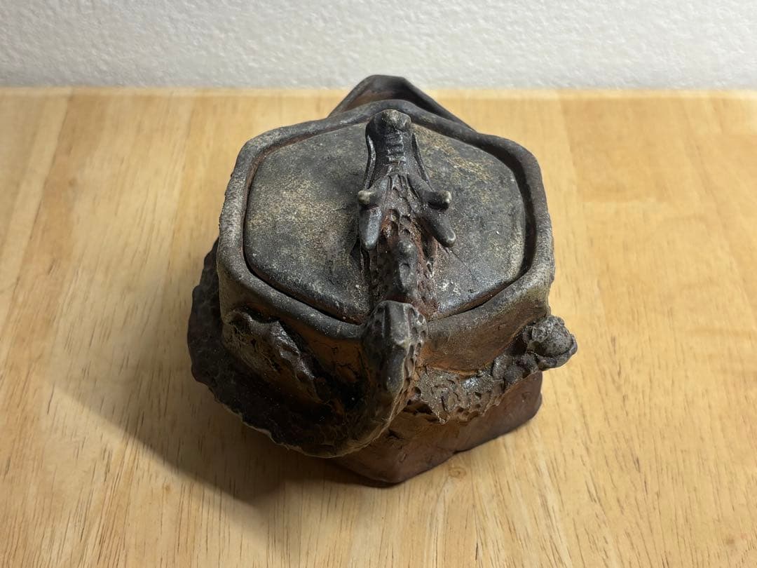 121.備前焼 宝瓶 登り窯 龍 りゅう 六角 手びねり 急須