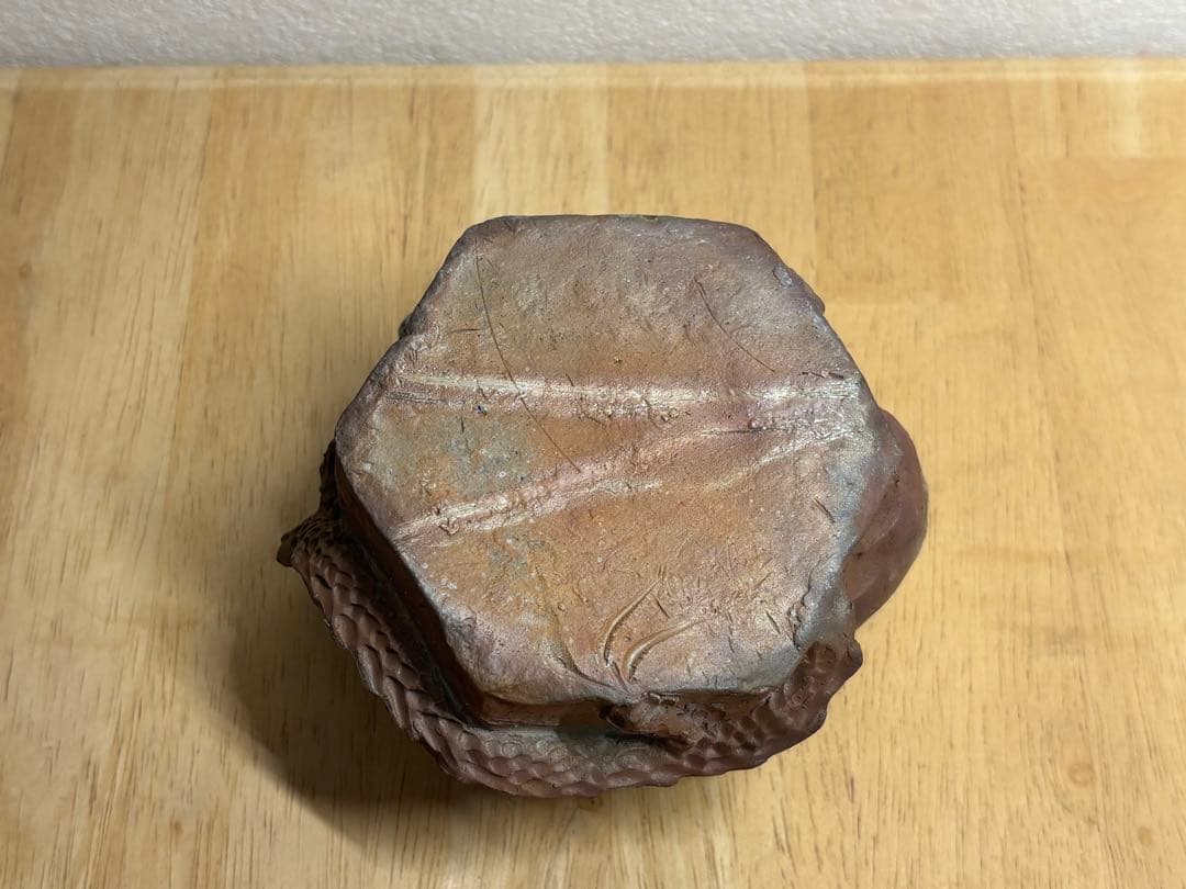 121.備前焼 宝瓶 登り窯 龍 りゅう 六角 手びねり 急須