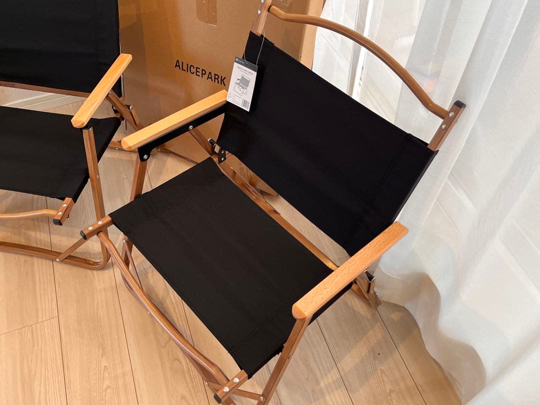 アリスパーク アルミフォールディングチェア 2脚セット 木目ブラック コールマン