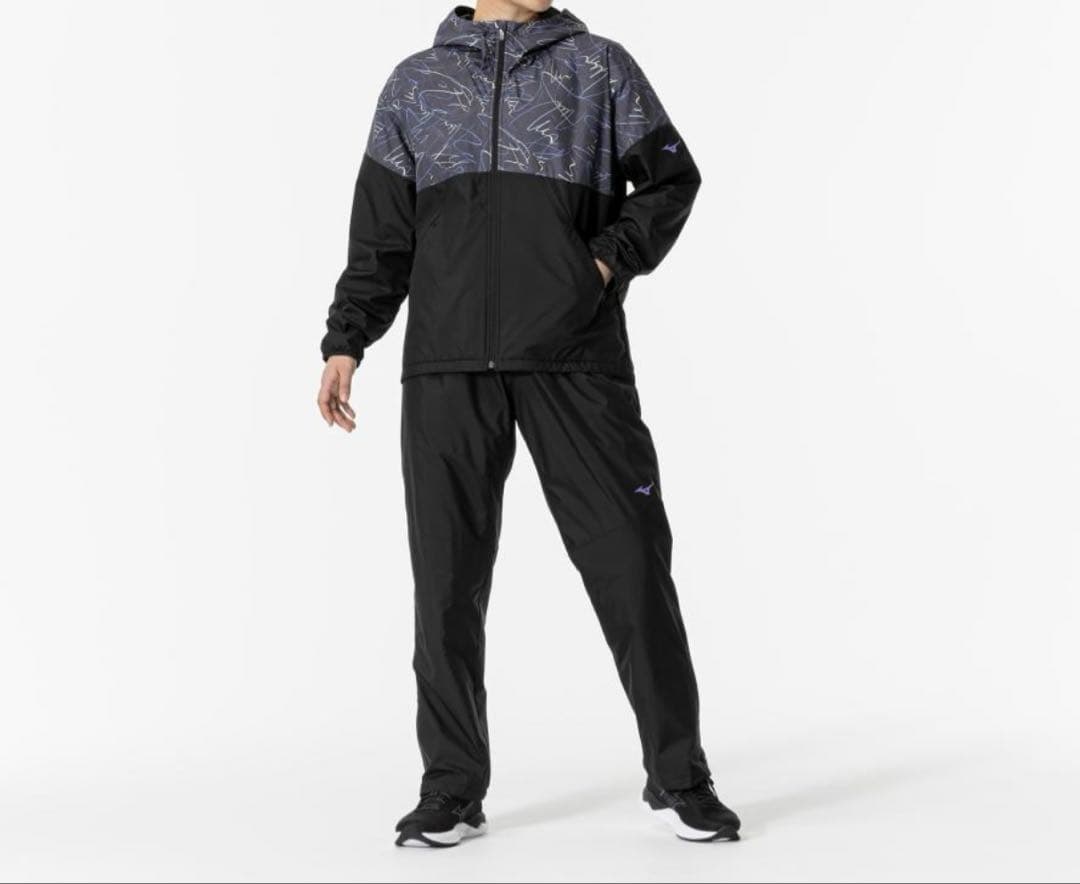 【美品】ミズノ レディス ブレスサーモウォーマージャケットフーディ/ブラック