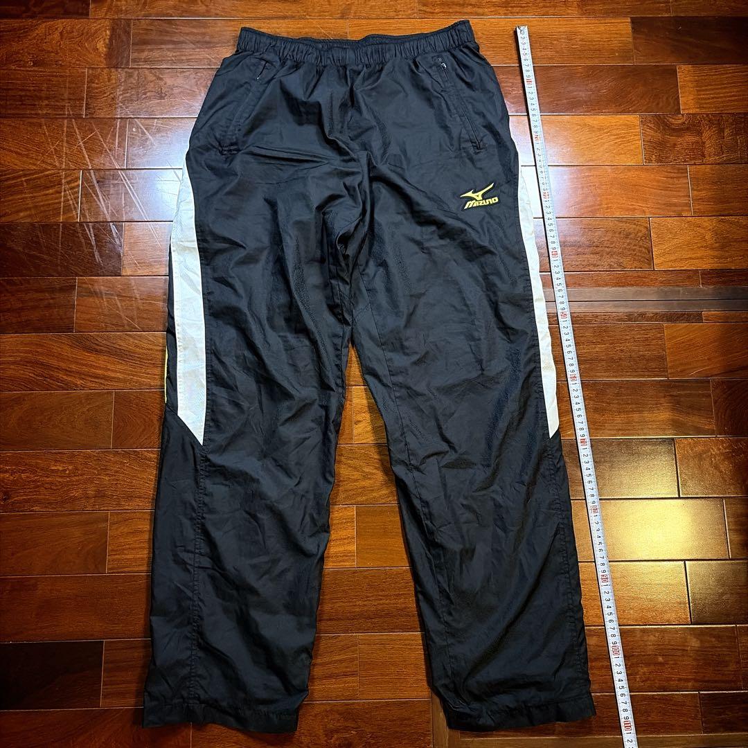 ミズノプロ ナイロン セットアップ ジャージ ブラック×イエロー 刺繍 2XO