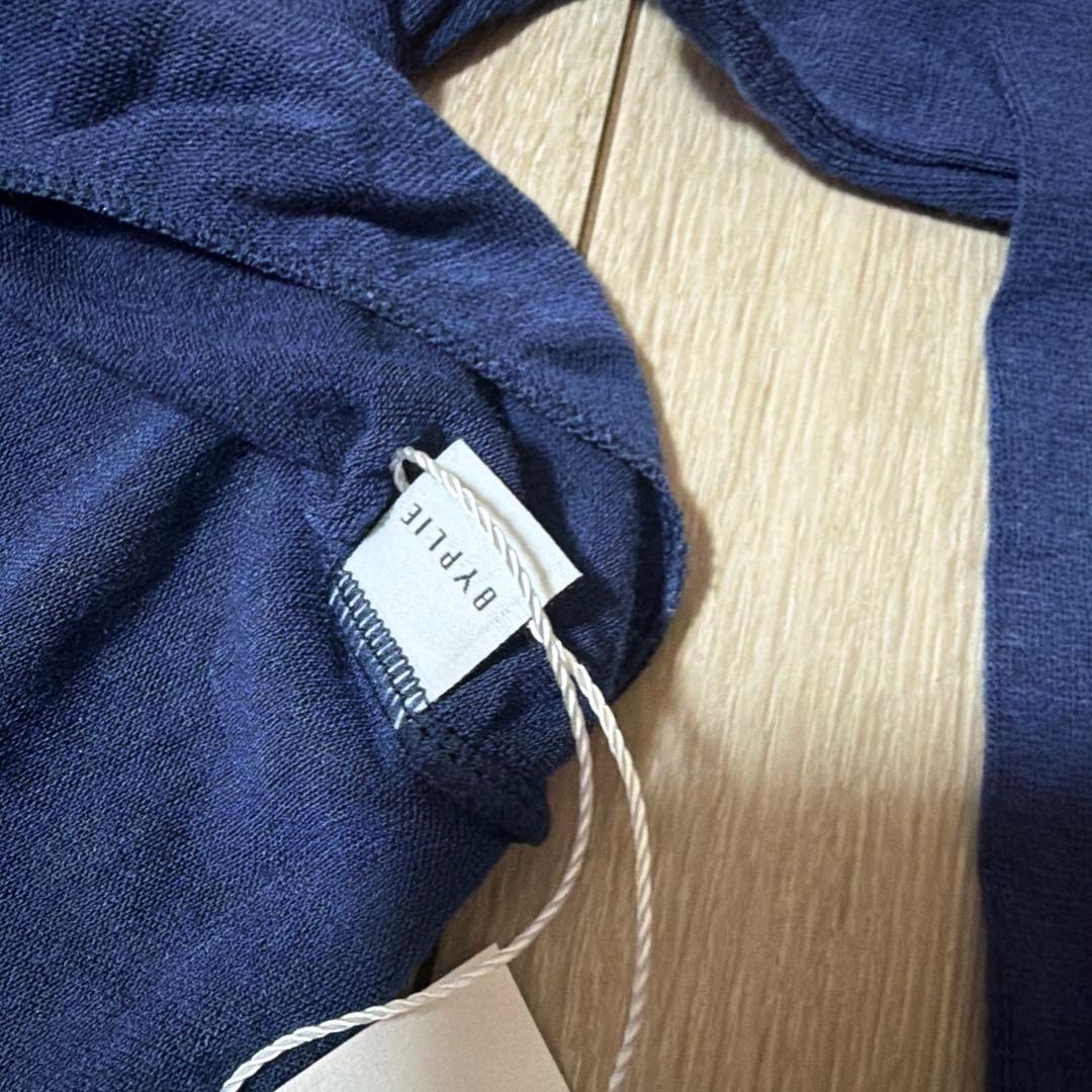 Byplie バイプリエ　ニットシャーリングシュラグ　ネイビー バレエ　トップス