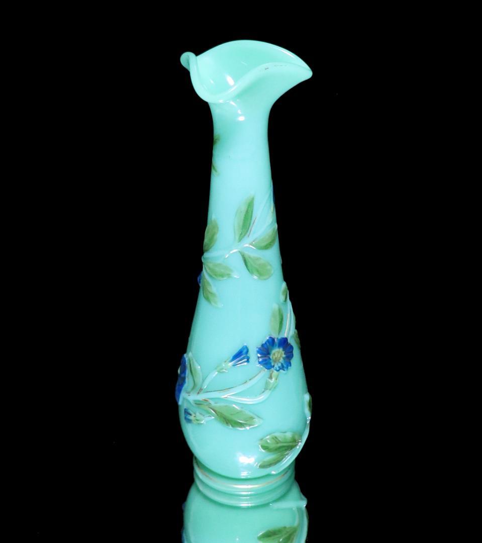 オールド・バカラ 博物館級 高級シリーズ 19世紀 ウランガラス オパーリン花瓶