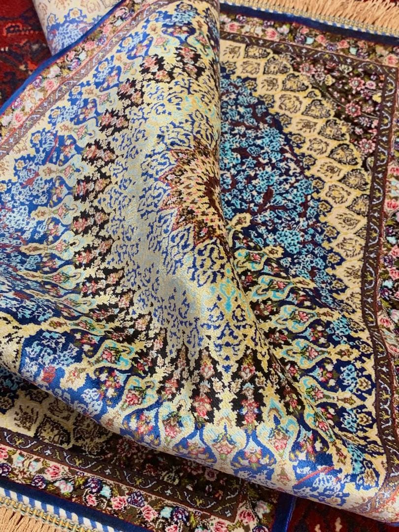 イラン、シルク銀柑敷物/サイズ:50x80cm…..mp5.