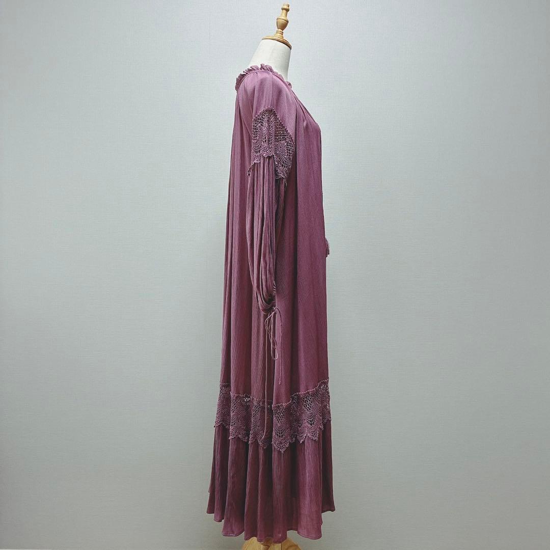 エトレトウキョウ　スカラップレースマキシワンピース　楊柳　Aライン　パープル　F