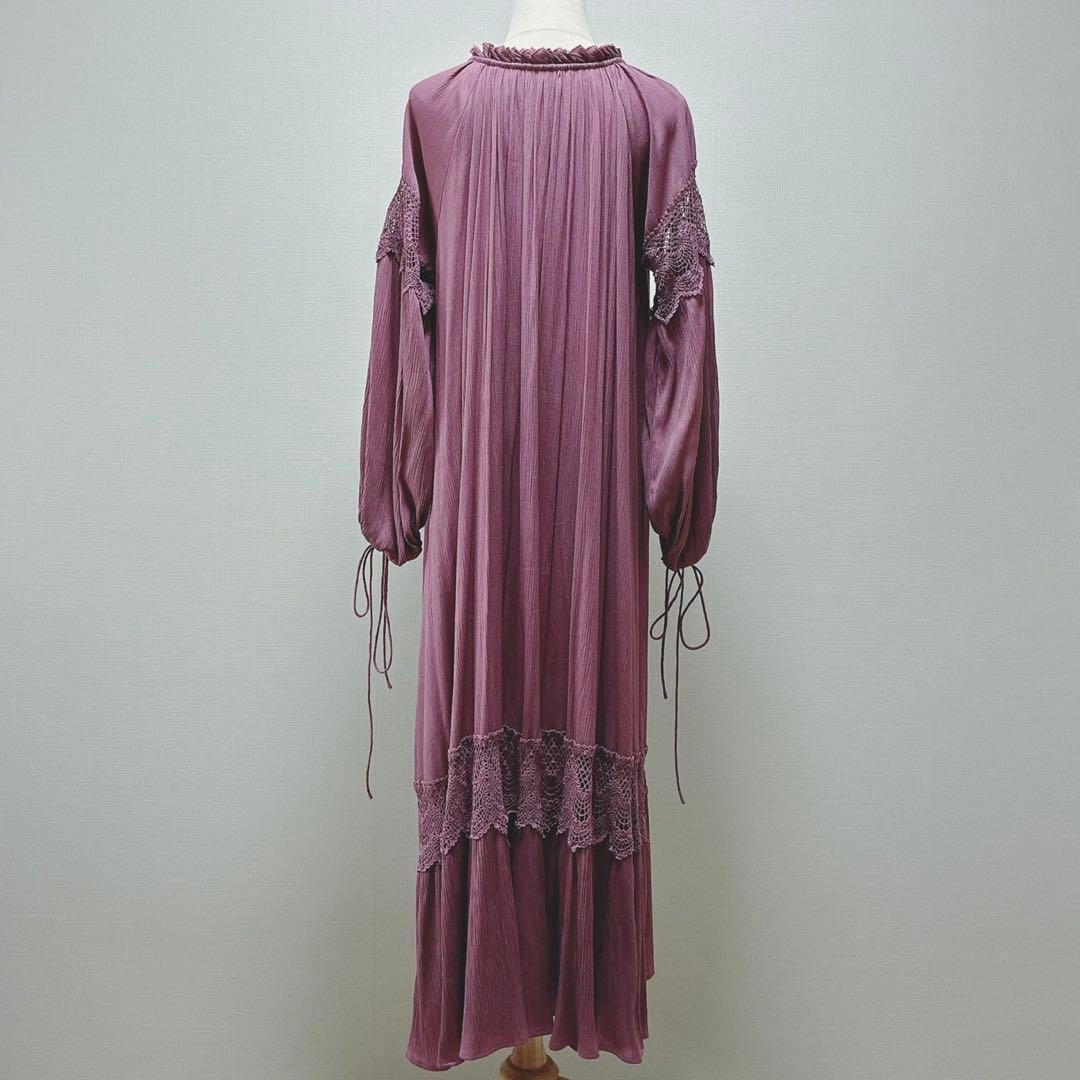 エトレトウキョウ　スカラップレースマキシワンピース　楊柳　Aライン　パープル　F