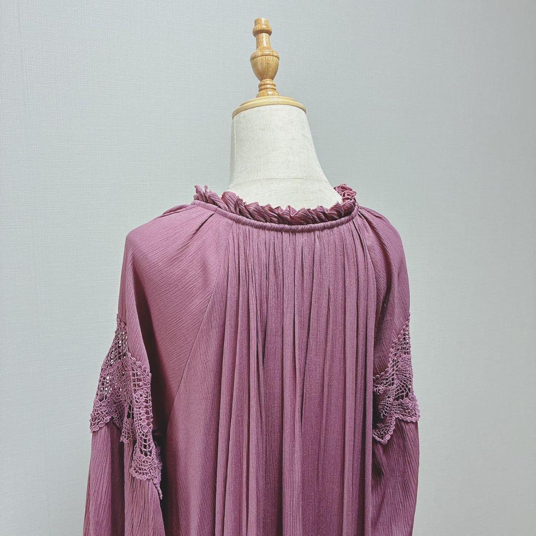 エトレトウキョウ　スカラップレースマキシワンピース　楊柳　Aライン　パープル　F