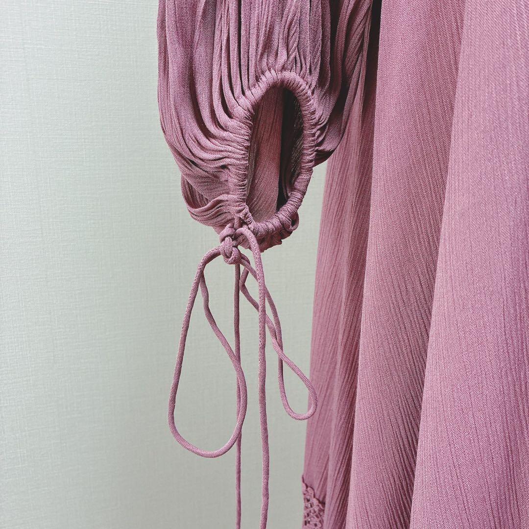 エトレトウキョウ　スカラップレースマキシワンピース　楊柳　Aライン　パープル　F