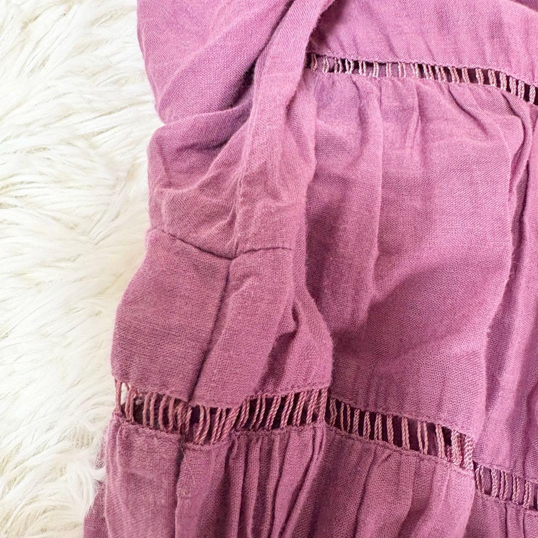 美品✨秋冬カラー ヌキテパ　コットンボイル ティアード マキシドレス ギャザー