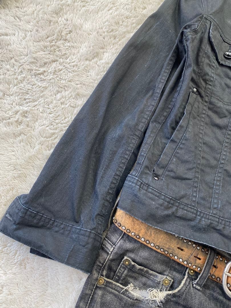 archive コーティング デニムジャケット 黒 Y2K グランジ