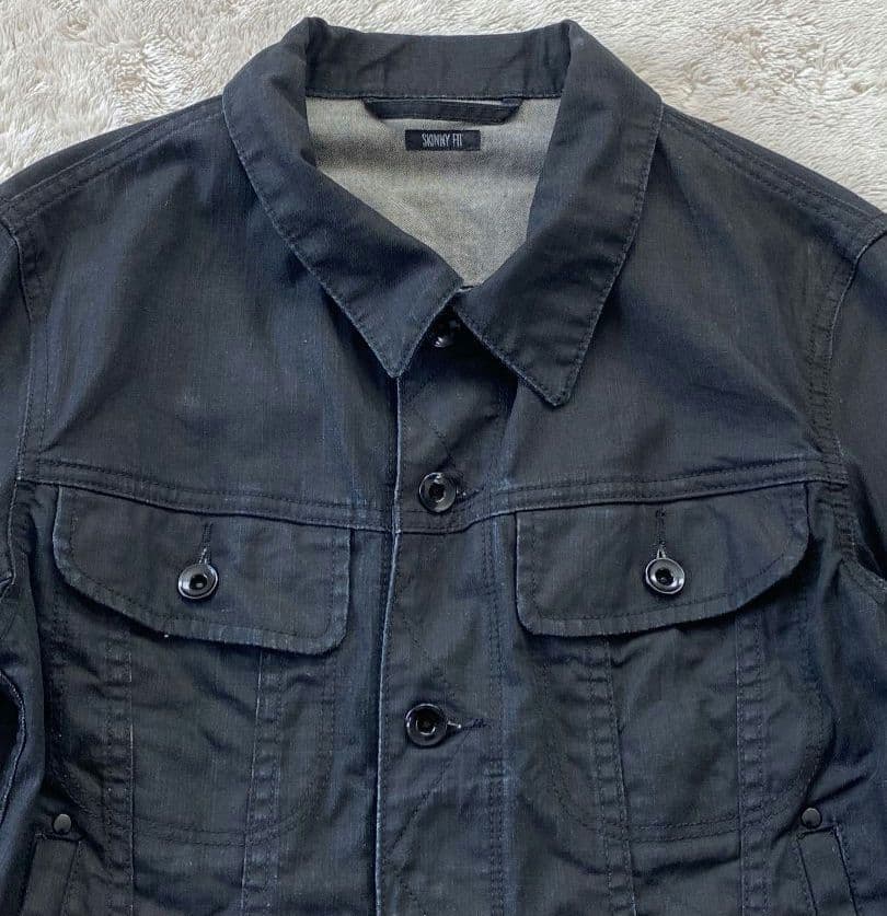 archive コーティング デニムジャケット 黒 Y2K グランジ