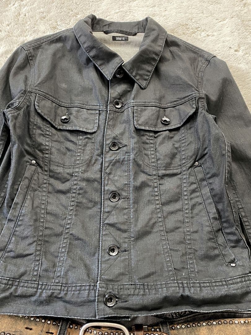 archive コーティング デニムジャケット 黒 Y2K グランジ