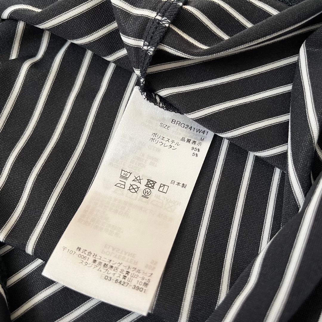 新品★19,800円 紺M BRIEFING 半袖ストライプモックネックシャツ