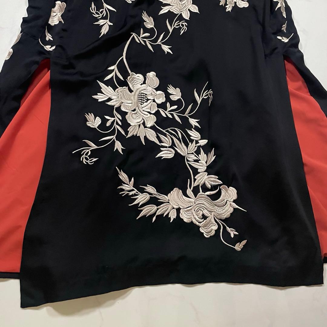 美品【ZARA WOMAN】ザラウーマン フラワー刺繍 着物 ロングガウン