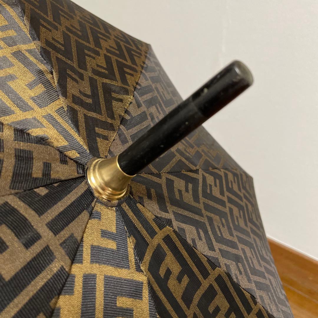 FENDI フェンディ 長傘 ズッカ柄 総柄 ユニセックス 美品 ゴールド