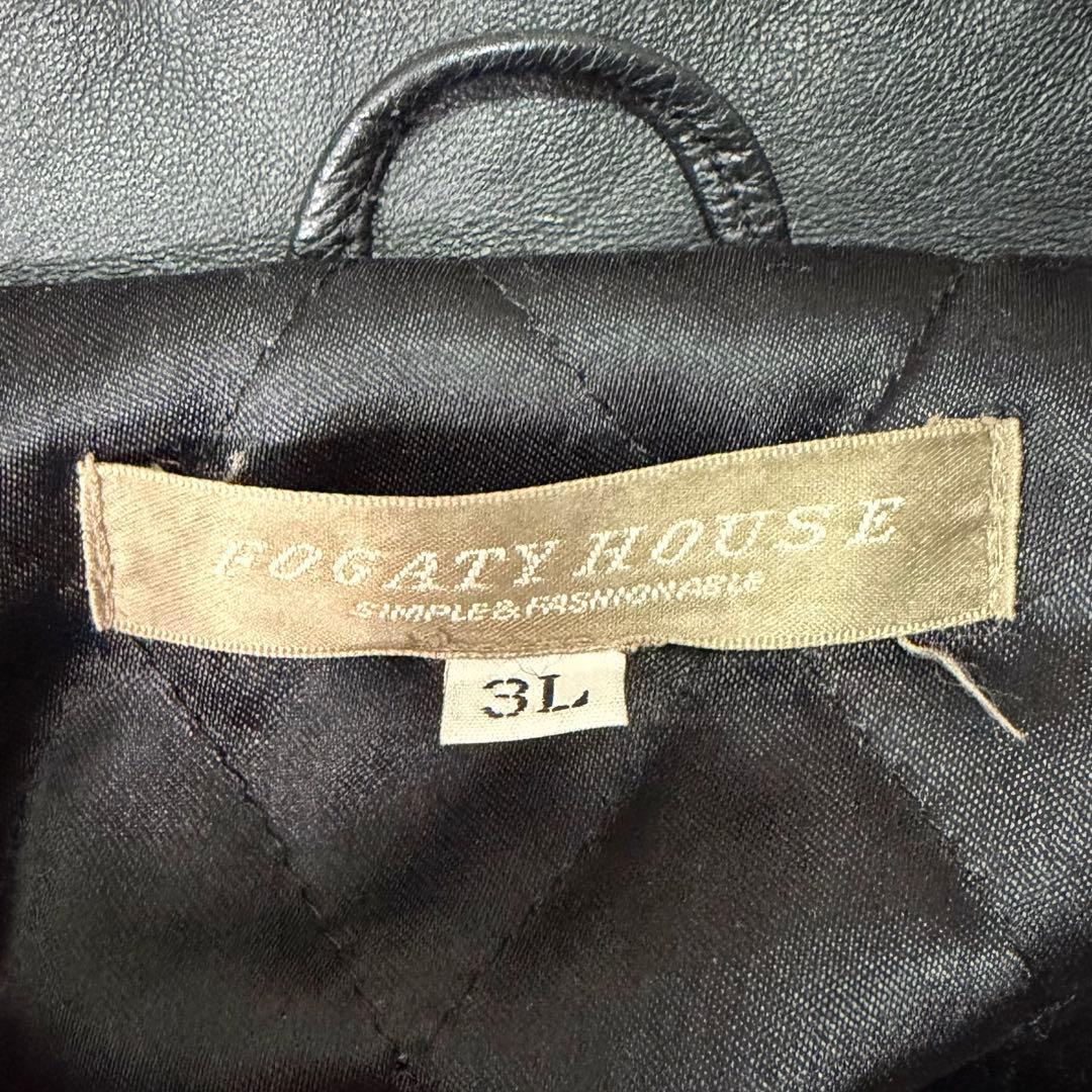 希少 ３L 羊革 レザー カーコート 本革 黒 大きいサイズ 肩パッドなし