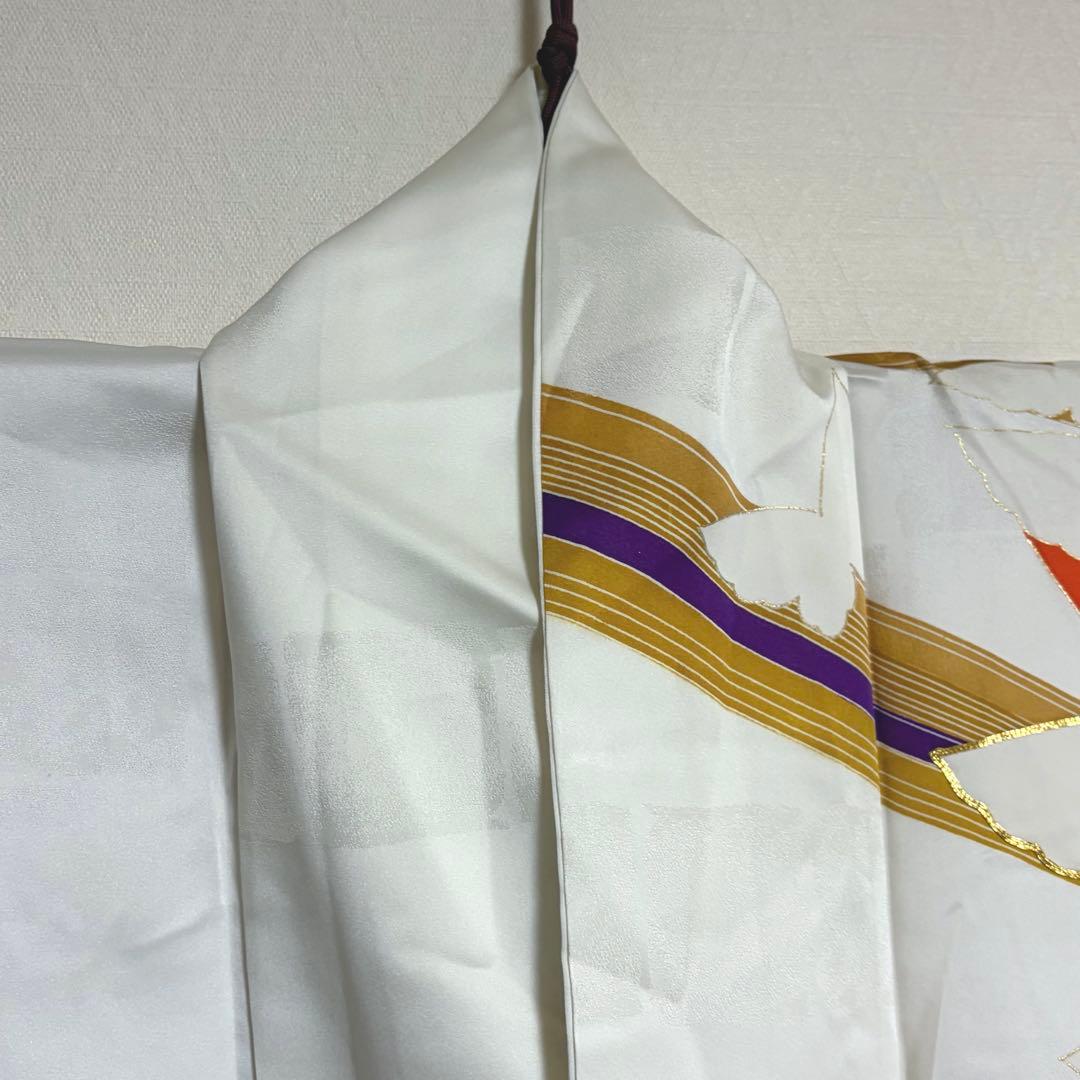 【舞台衣装】 。振袖 蝶々文様 金銀駒刺繍入り 単衣 広衿 身丈約158.5cm