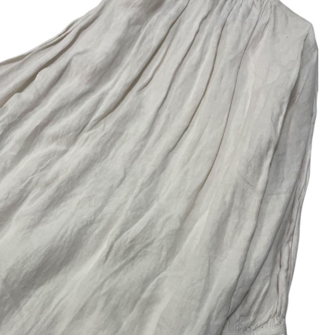 美品 rehellinen レヘッリネン 上質リネン ロングワンピース 白