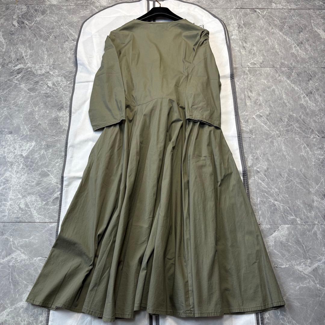 極美品　マックスマーラ　ベルト　ワンピース　ロング丈　40 L カーキ　春夏