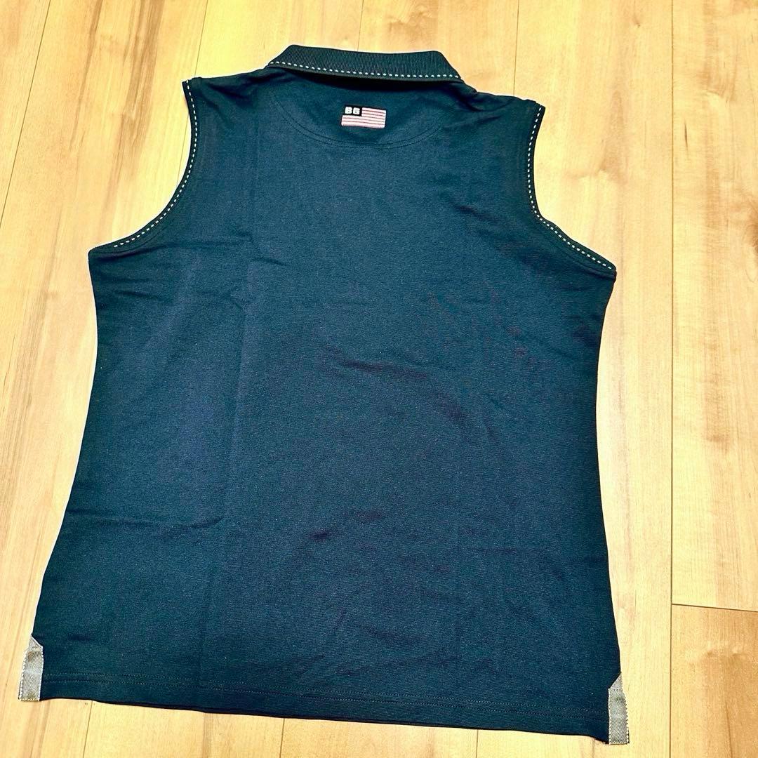 ベーシックポロ　ノースリーブ　3Dロゴ　スカート　セットアップ　春夏　ネイビー