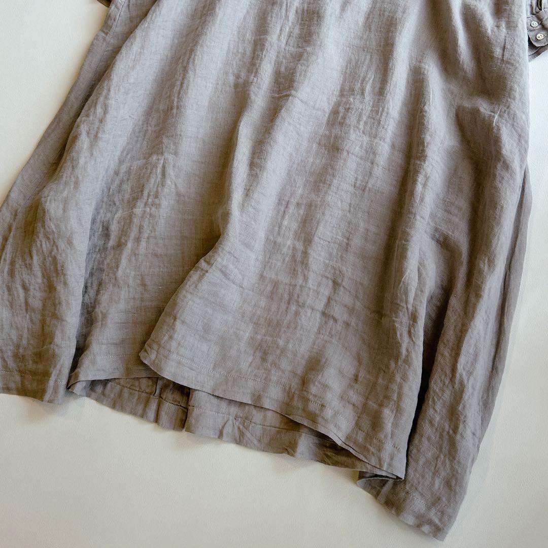 ハンナ/ 08Mab ⿻ リネン ピンタック ワンピース 麻 ナチュラル