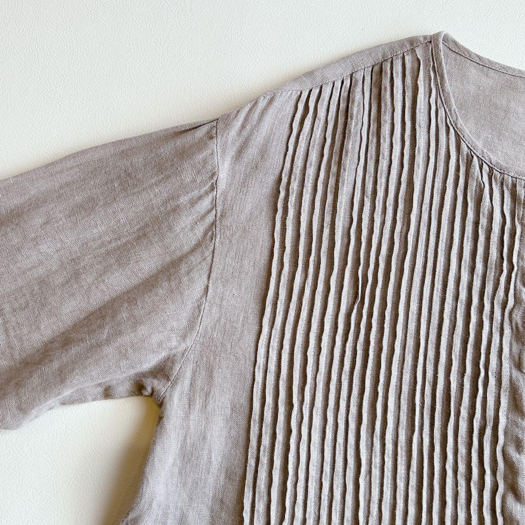 ハンナ/ 08Mab ⿻ リネン ピンタック ワンピース 麻 ナチュラル