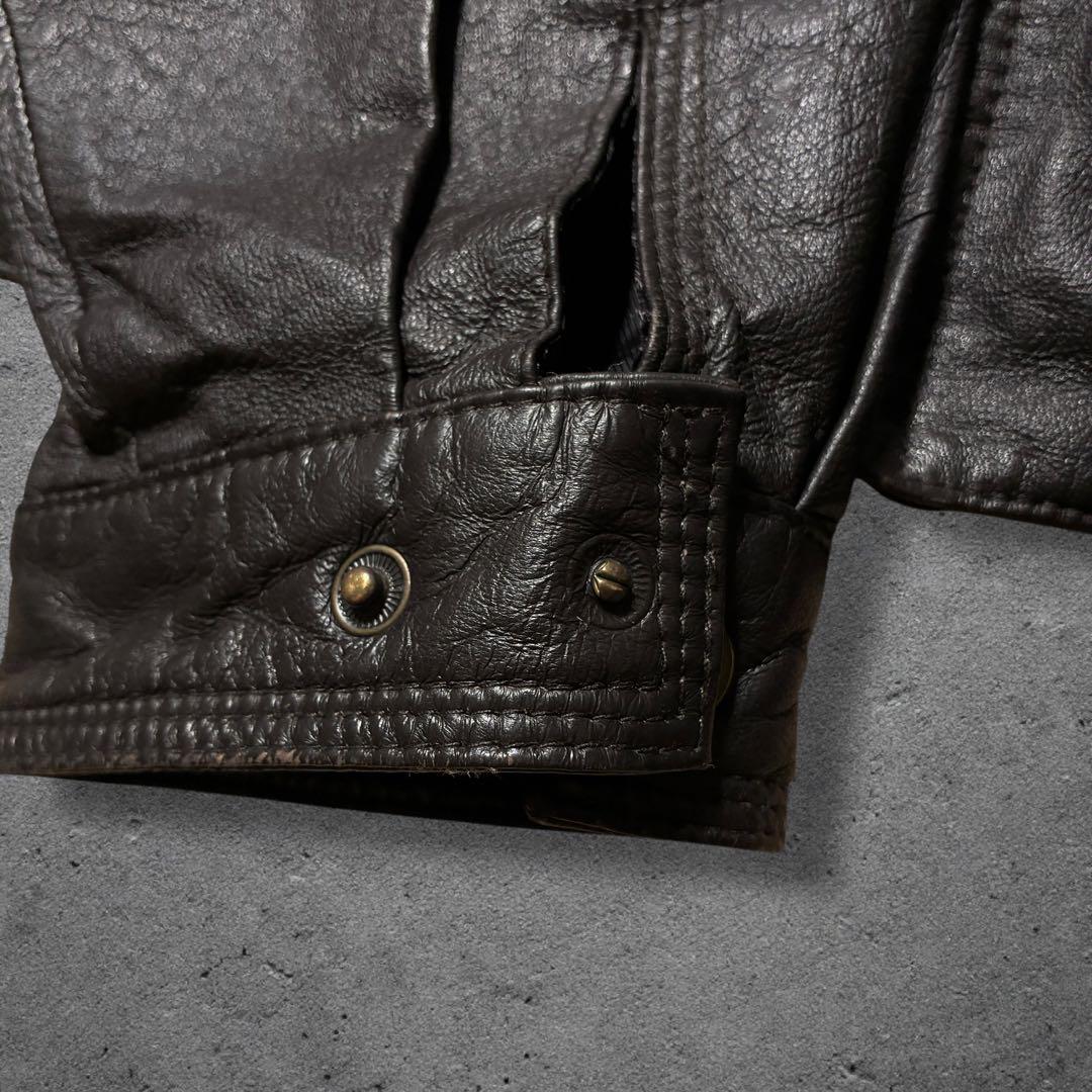 コマカツ短丈レザードリズラーXLブラウンキルティングライナーA2フライト本