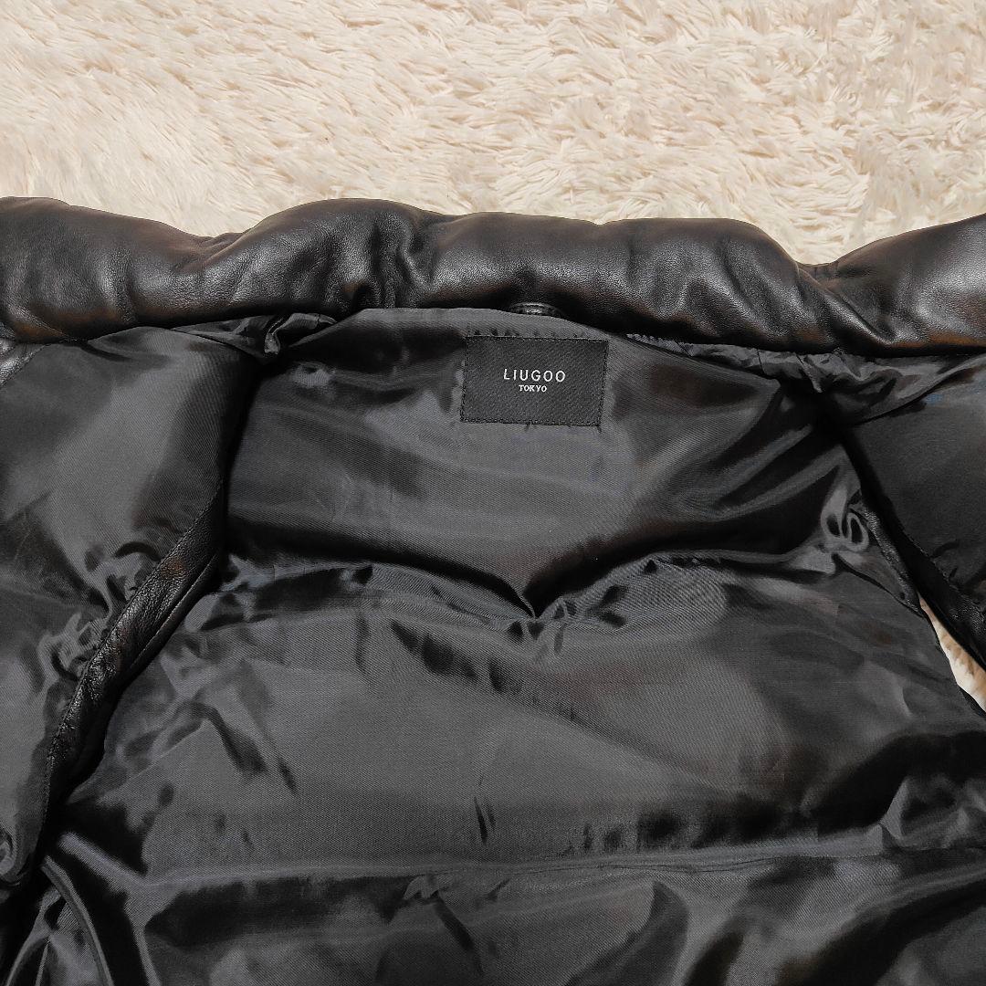 極美品✨LIUGOO TOKYO ラムスキン 羊革レザーダウンベスト ブラック