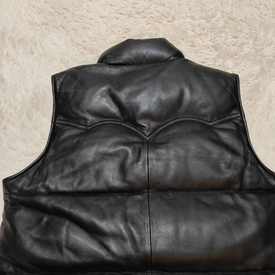 極美品✨LIUGOO TOKYO ラムスキン 羊革レザーダウンベスト ブラック