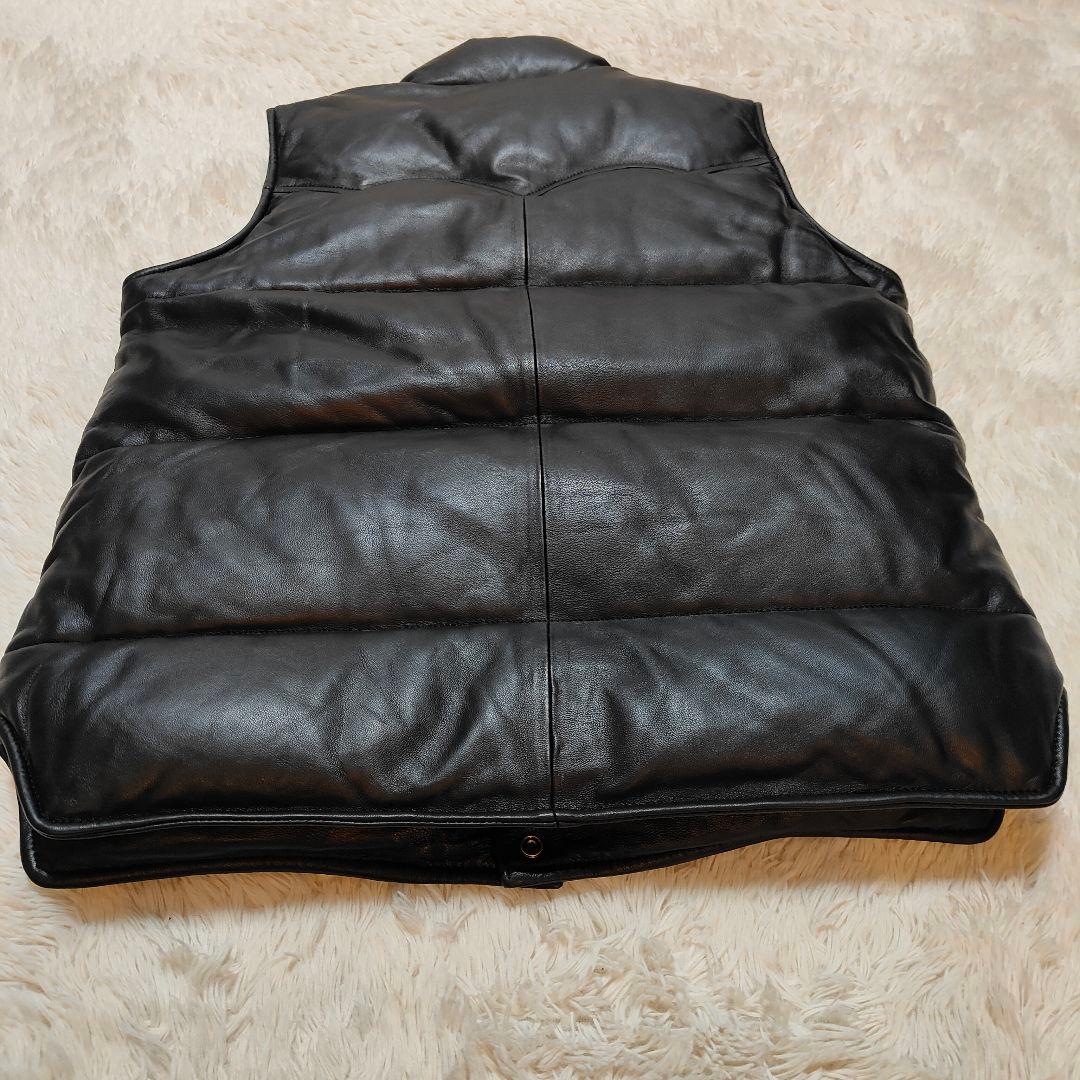 極美品✨LIUGOO TOKYO ラムスキン 羊革レザーダウンベスト ブラック