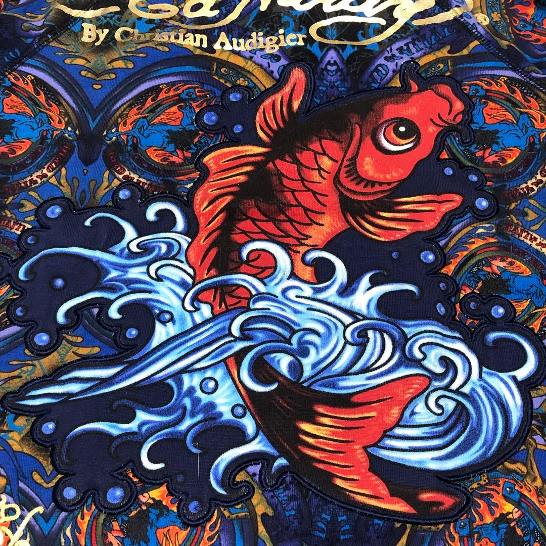 エドハーディー クリスチャンオードジェー パーカー 総柄 和柄 虎 鯉 Lサイズ