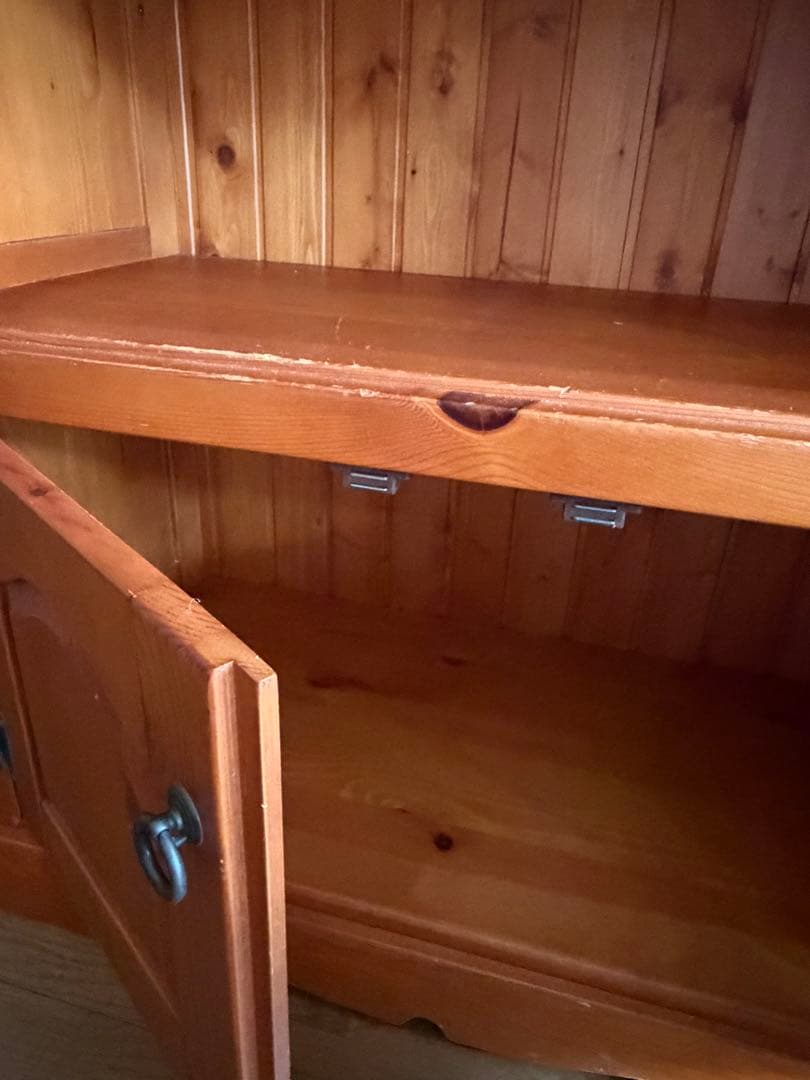 本棚 4段棚 ＋扉付き収納　カントリー　オシャレ　アンティーク風　＊引取り限定