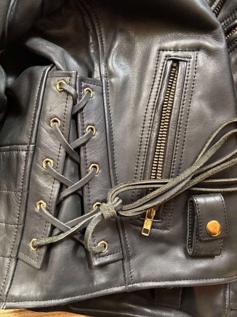 【お酒大好き 】K'S LEATHER ブラックレザーダブルライダース