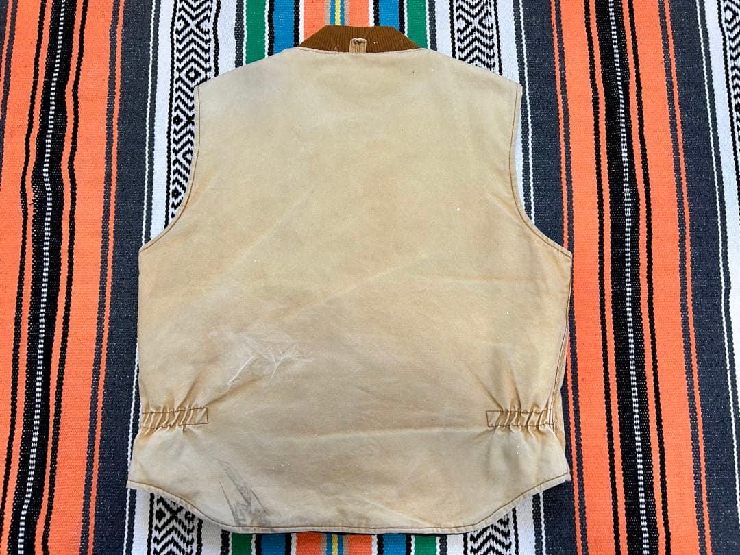 ビッグスミス ダックベスト L ベージュ フェード ペイント 中綿入 ビンテージ