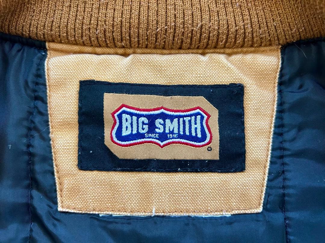 ビッグスミス ダックベスト L ベージュ フェード ペイント 中綿入 ビンテージ