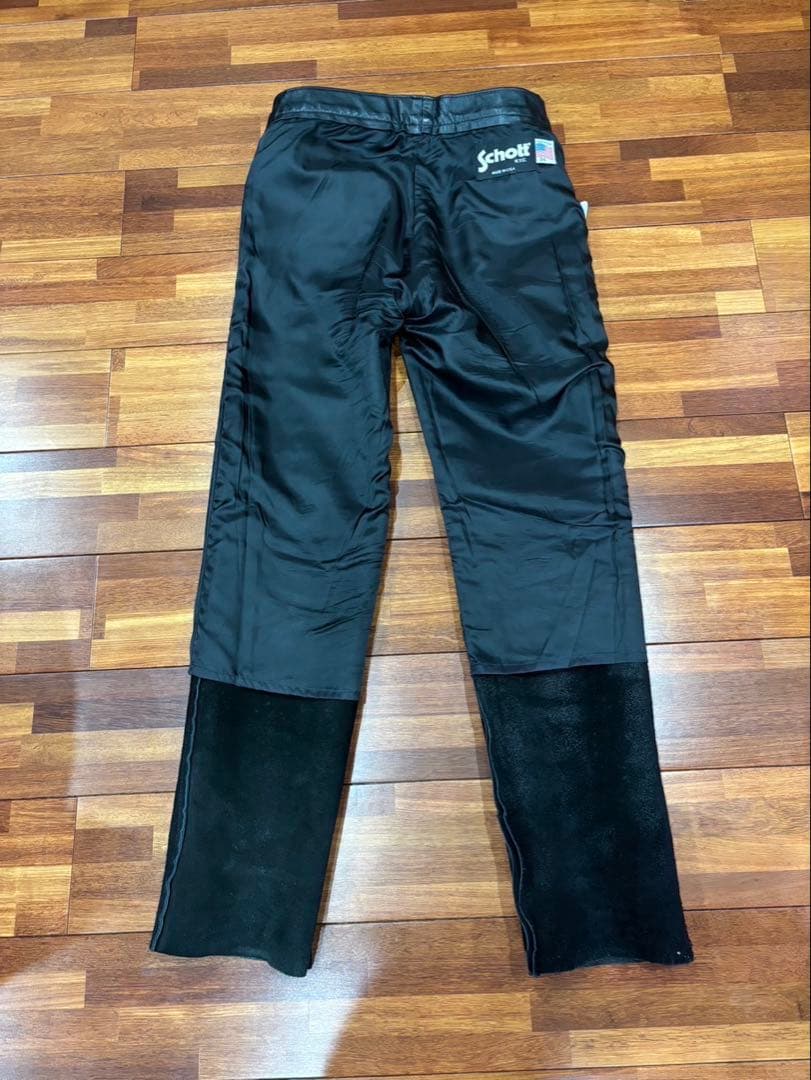 Schott Perfecto ブラックレザージャケット&レザーパンツ34セット