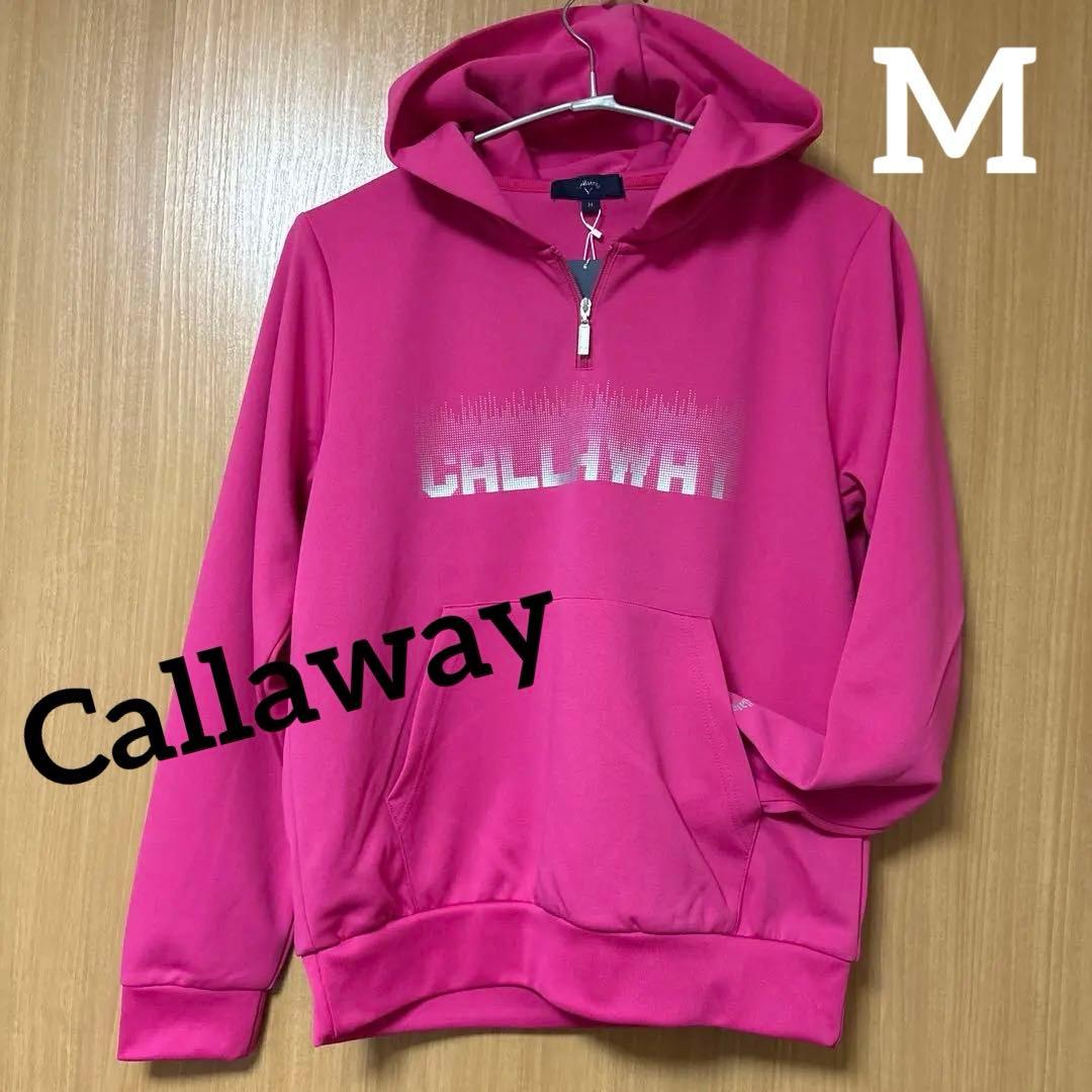 新品CallawayメタリックロゴパーカーMピンクキャロウェイ定価15400円