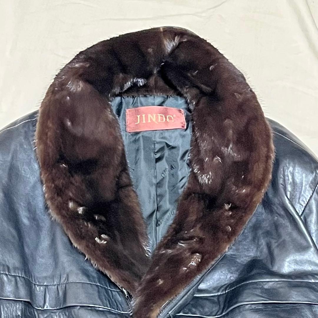 【美品XL程】JINDO ラムレザージャケット　ミンクファー　変形　希少品
