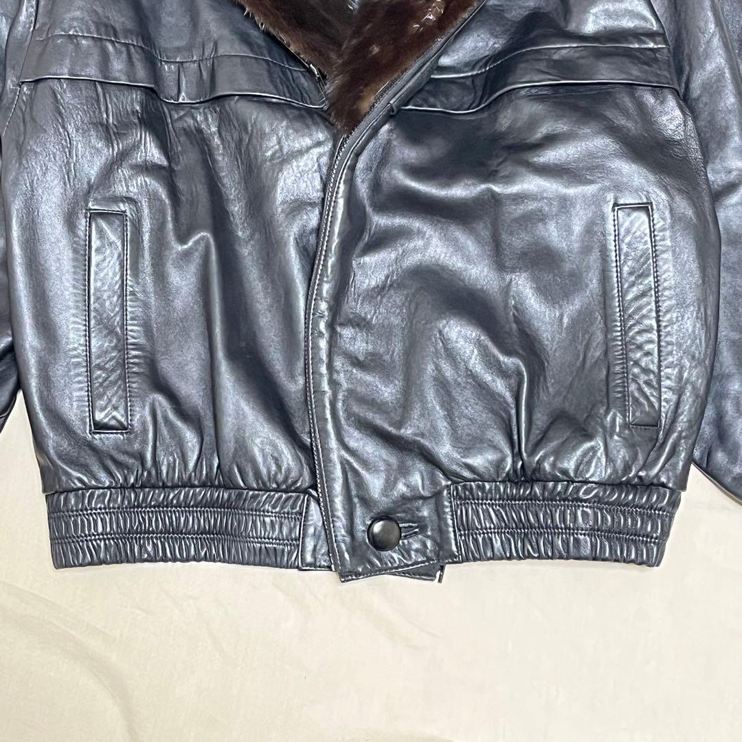 【美品XL程】JINDO ラムレザージャケット　ミンクファー　変形　希少品