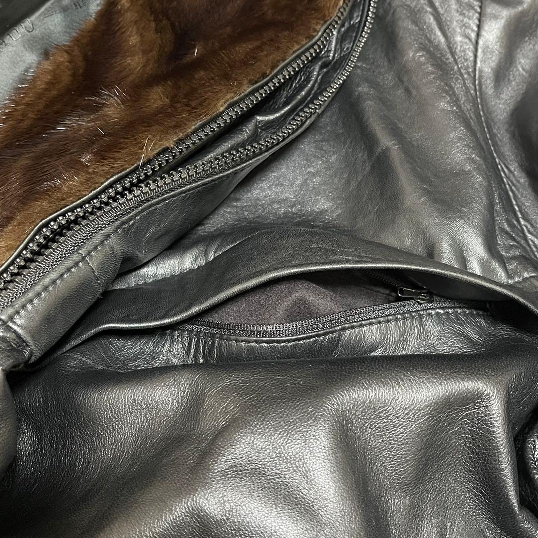 【美品XL程】JINDO ラムレザージャケット　ミンクファー　変形　希少品